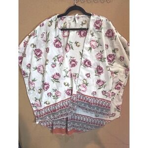 Live 4 Truth Kimono Cardigan Medium White Floral Boho Fairy Whimsy Cottagecore